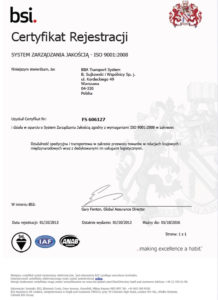 BBA Transport Certyfikat BSI