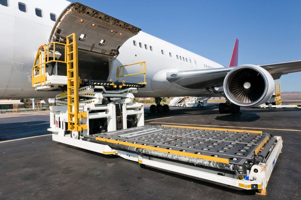 Air Shipments From The USA Loading An Aircraft With Cargo